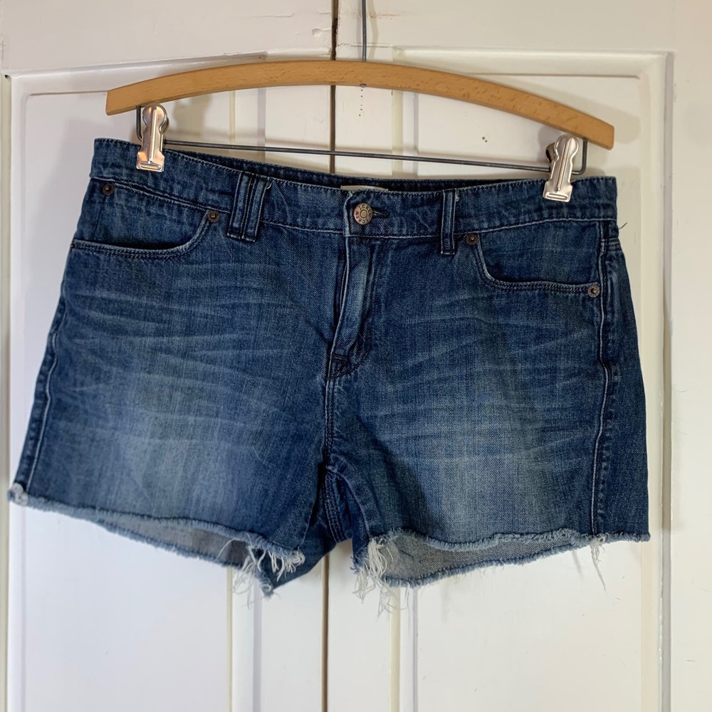 J.Crew Womens Size 6 Medium Wash Denim Cutoff Shorts Frayed Hem Blue Festival